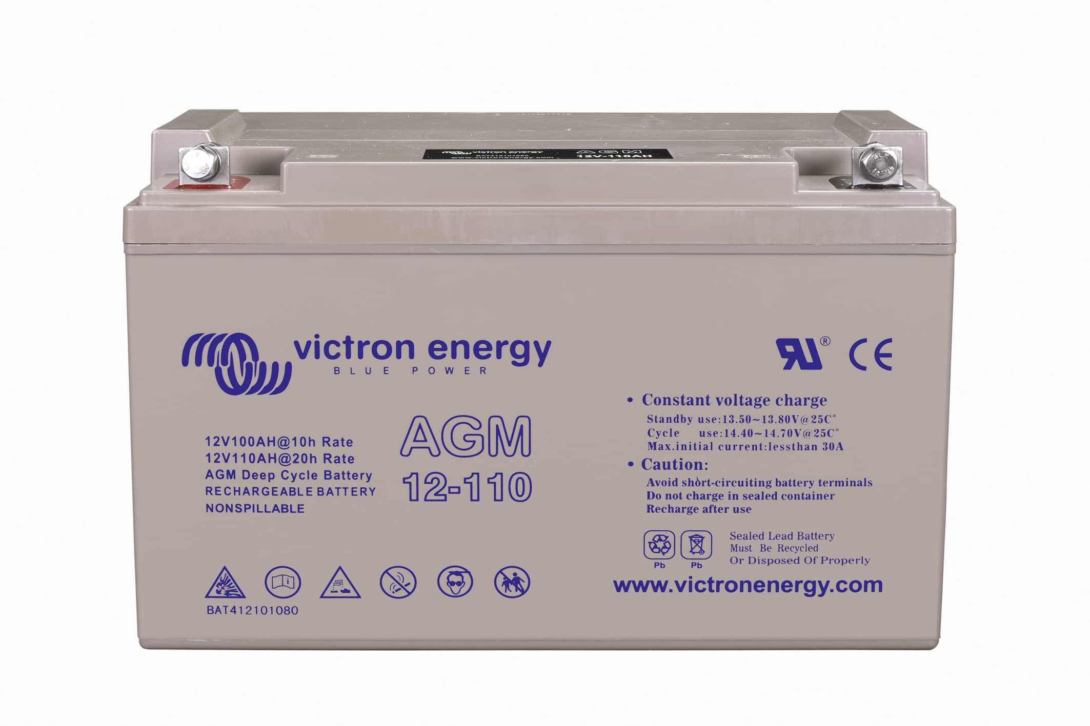 12V 110Ah AGM Deep Cycle Battery (front-angle) thumbnail